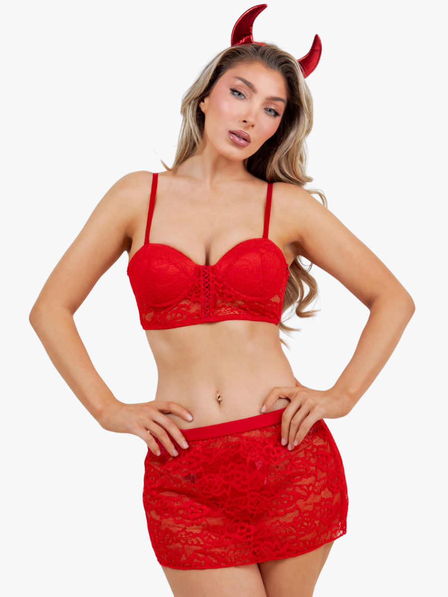Genevieve Lace Underwire Bra & Skirtini Costume Set