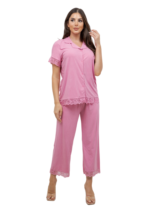 Amber Lace Trimmed PJ Set