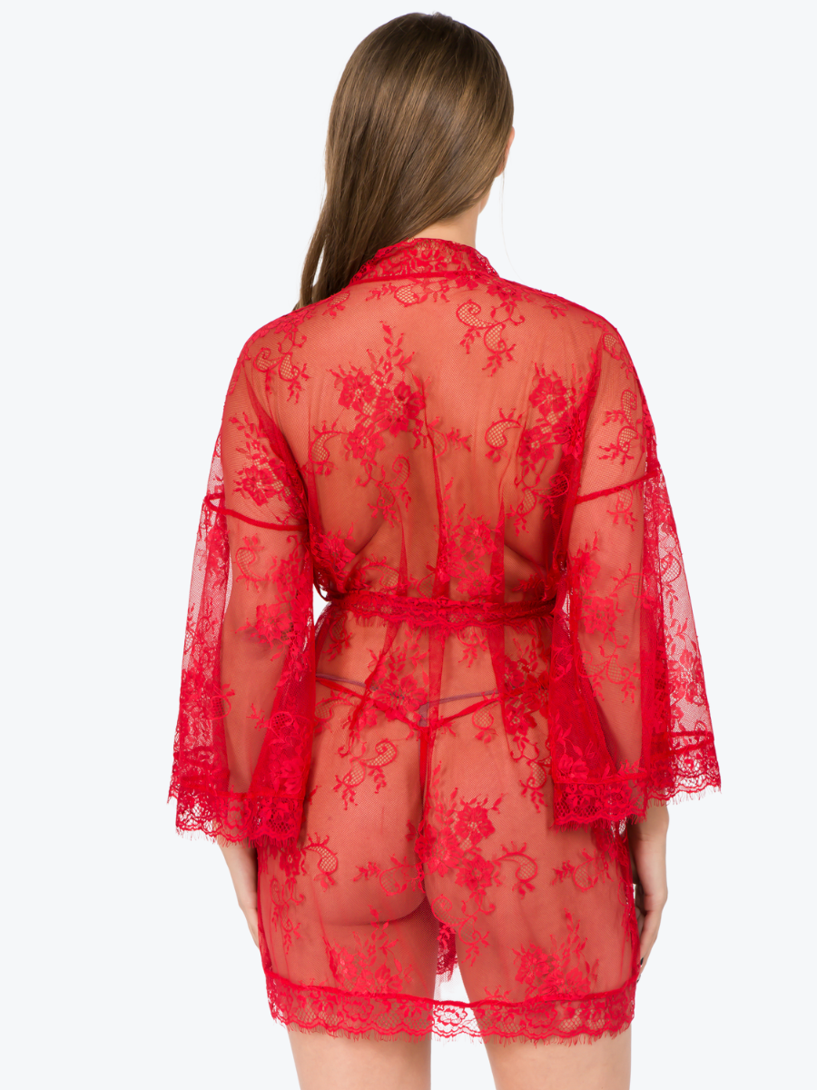 Plus Size Raven Lace Short Robe