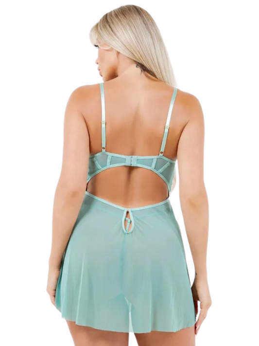 Camilla Floral Embroidered Sheer Babydoll