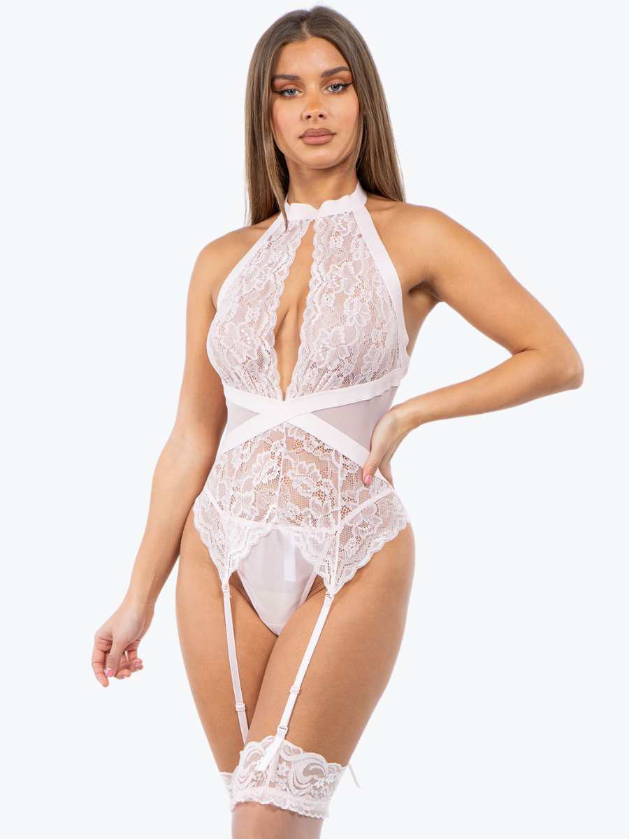 Plus Size Kimberly Lace Basque Set