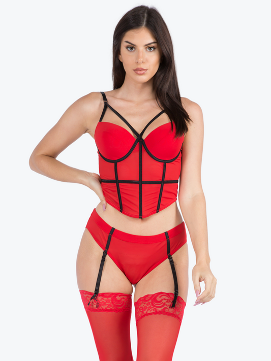 Brandy Cage Bustier Garter Set