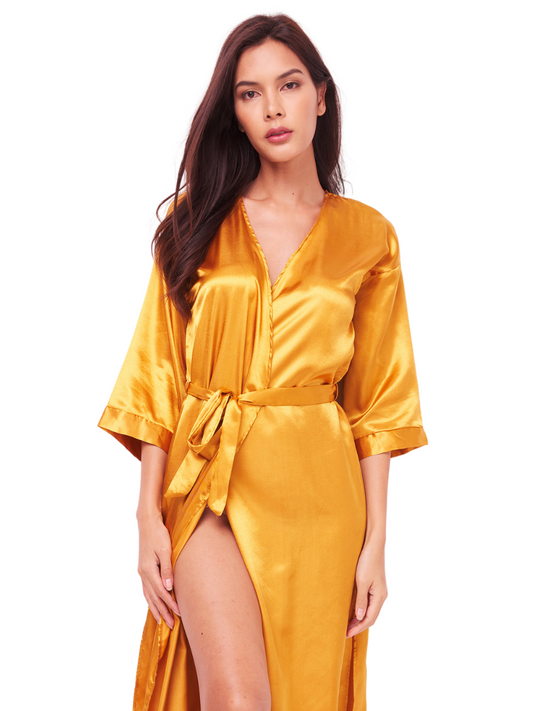 Bella Long Satin Dressing Robe