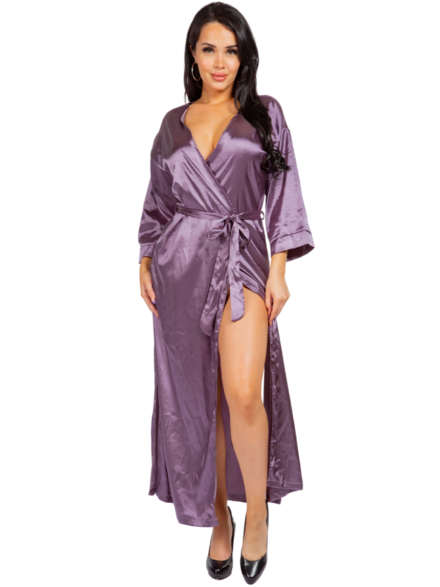 Bella Long Satin Dressing Robe