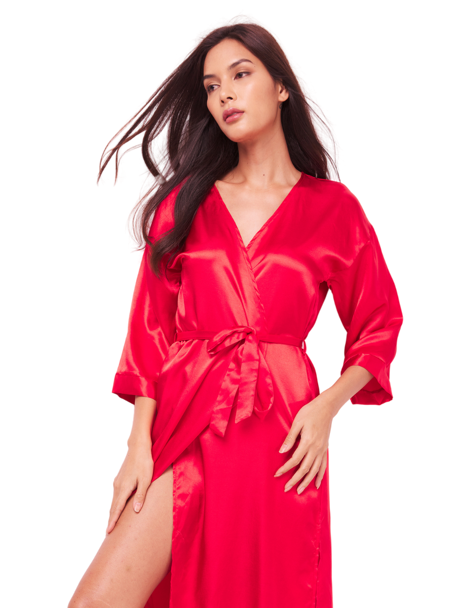 Bella Long Satin Dressing Robe