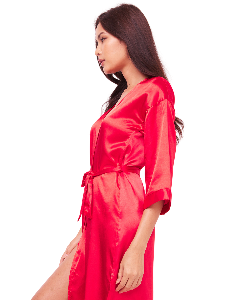 Bella Long Satin Dressing Robe