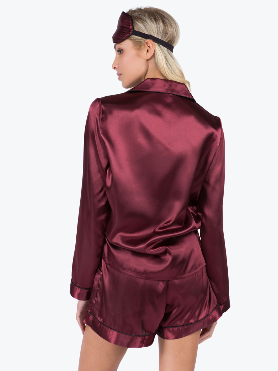 Ophelia Satin Piped Long Sleeve PJ Set