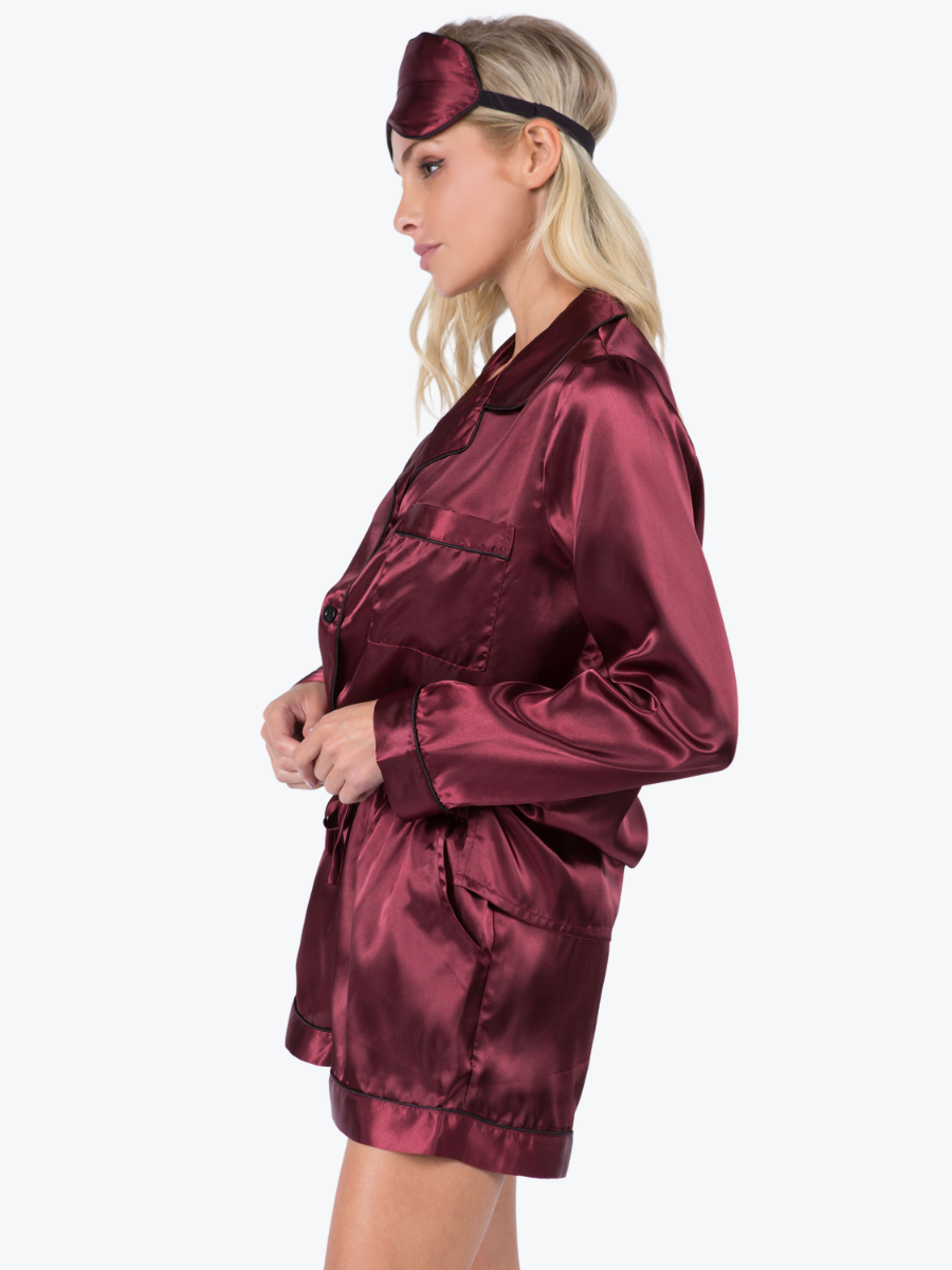 Ophelia Satin Piped Long Sleeve PJ Set
