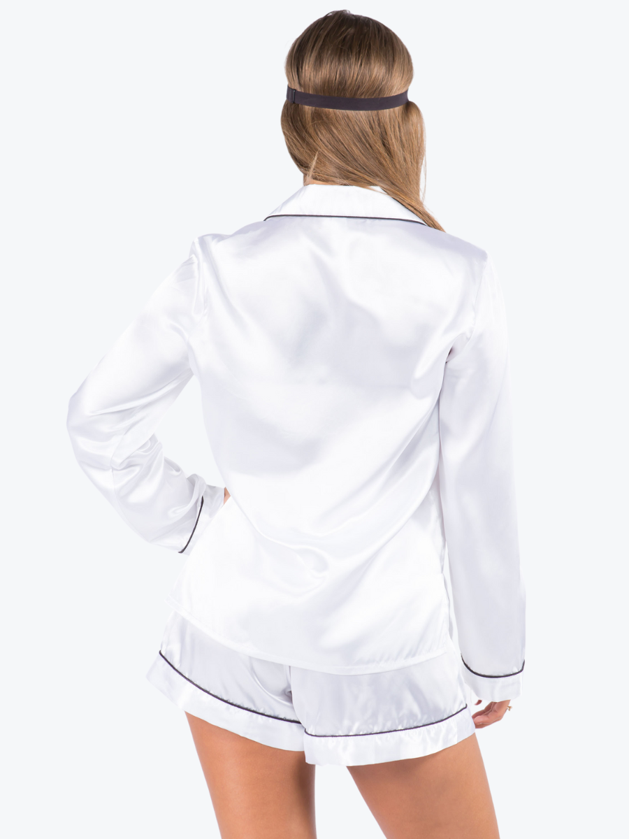 Ophelia Satin Piped Long Sleeve PJ Set