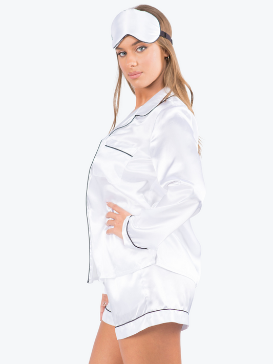 Ophelia Satin Piped Long Sleeve PJ Set