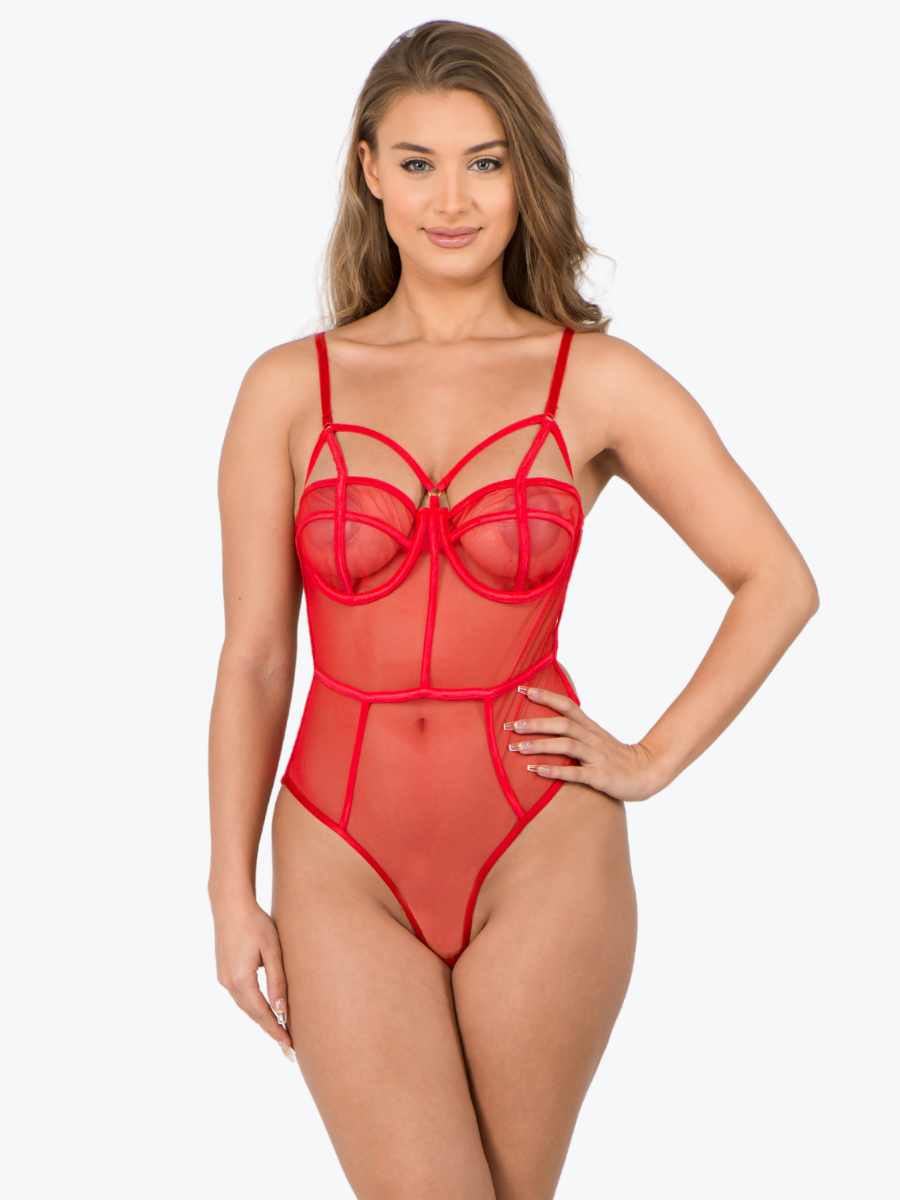 Gabriella Underwire Cage Sheer Teddy