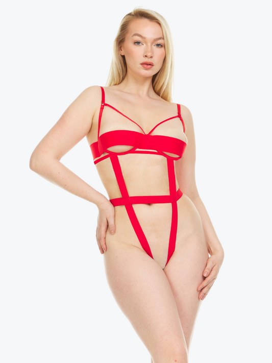 Jade Cage Crotchless Underwire Teddy