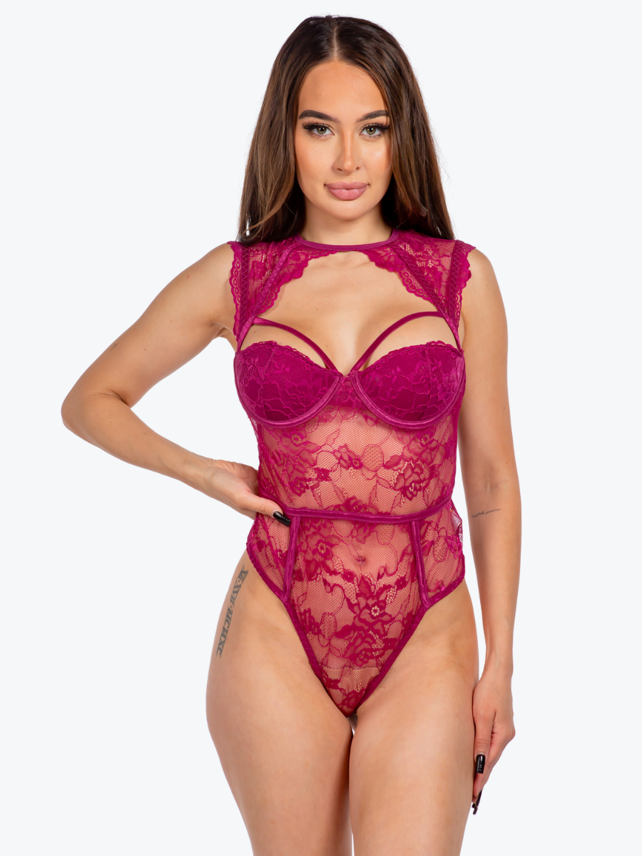 Madeline Cage Lace Underwire Teddy