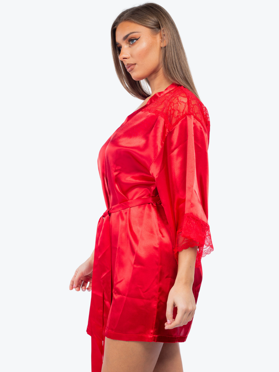 Plus Size Serena Satin & Lace Shorty Robe