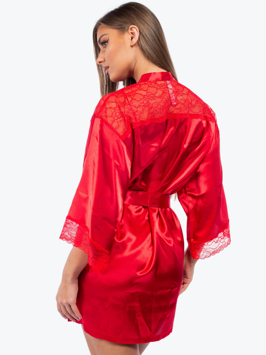 Plus Size Serena Satin & Lace Shorty Robe