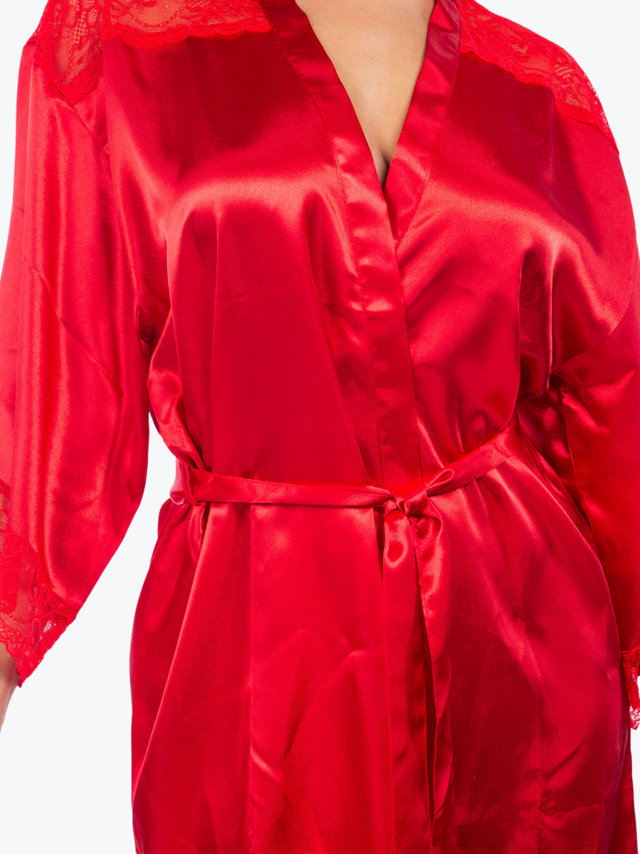 Plus Size Serena Satin & Lace Shorty Robe
