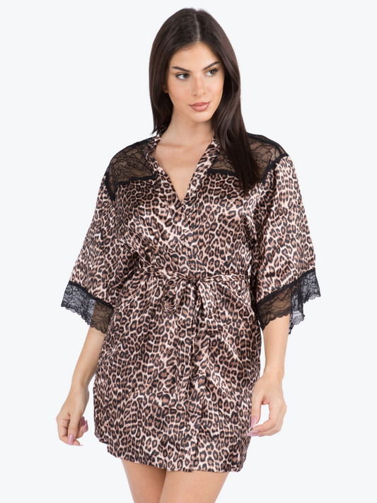 Serena Satin & Lace Shorty Robe