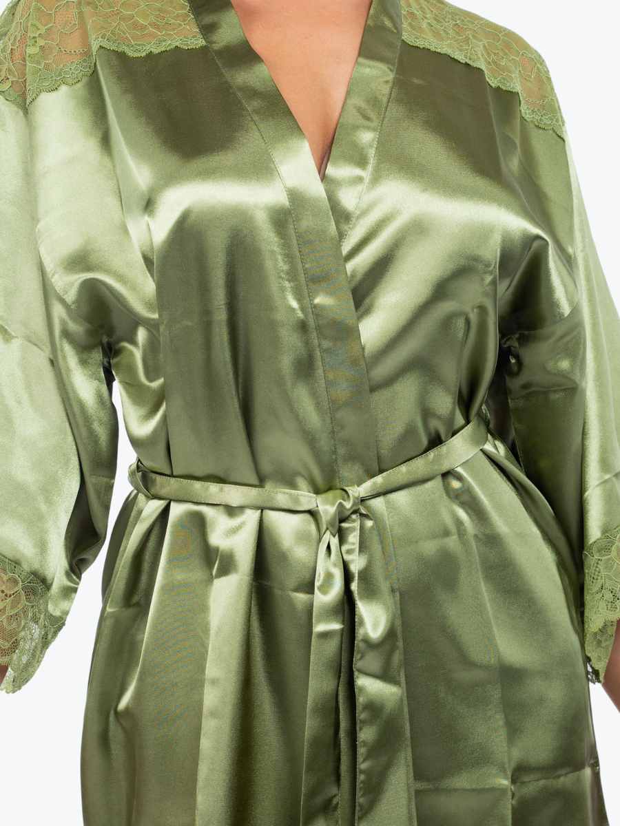 Plus Size Serena Satin & Lace Shorty Robe
