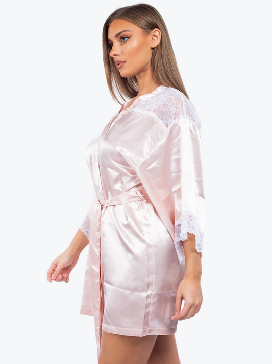 Plus Size Serena Satin & Lace Shorty Robe