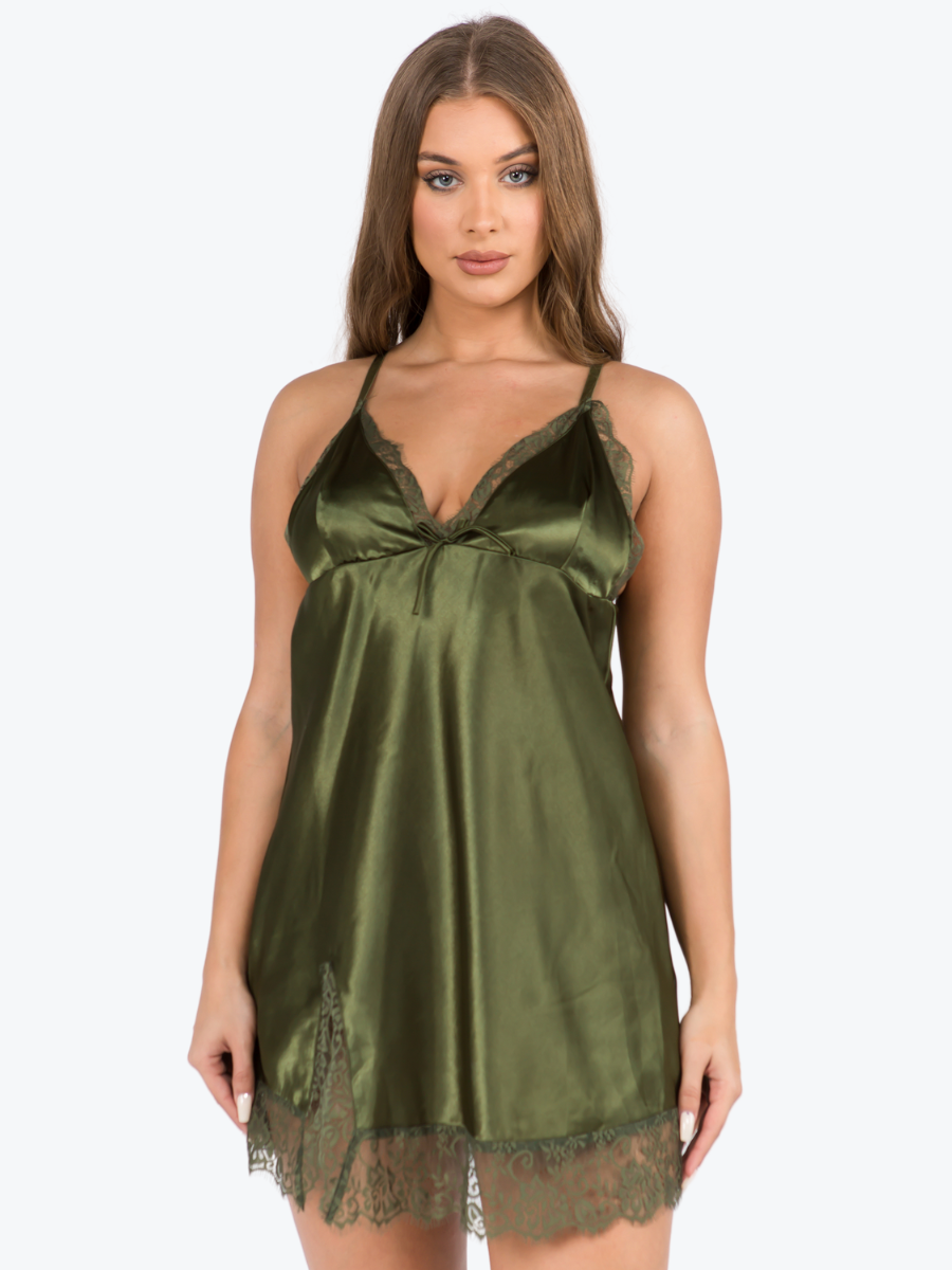 Vera Satin Lace Babydoll