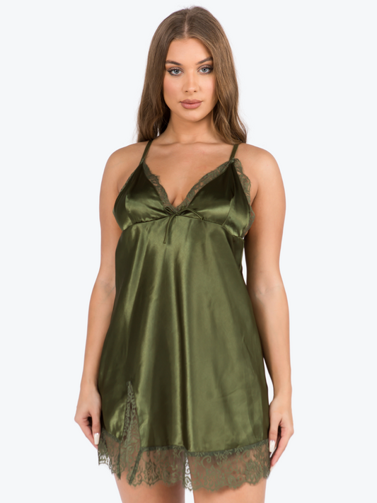 Vera Satin Lace Babydoll