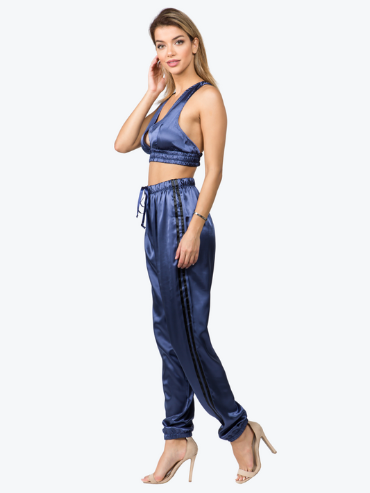 Melanie Lounge Satin Jogger Set