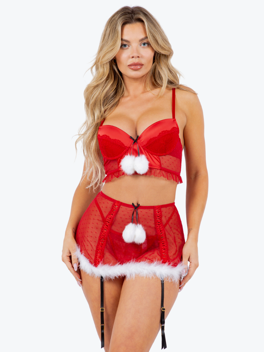 Vixen Santa Underwire Bra & Skirtini Set