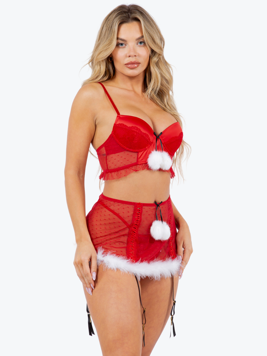 Vixen Santa Underwire Bra & Skirtini Set