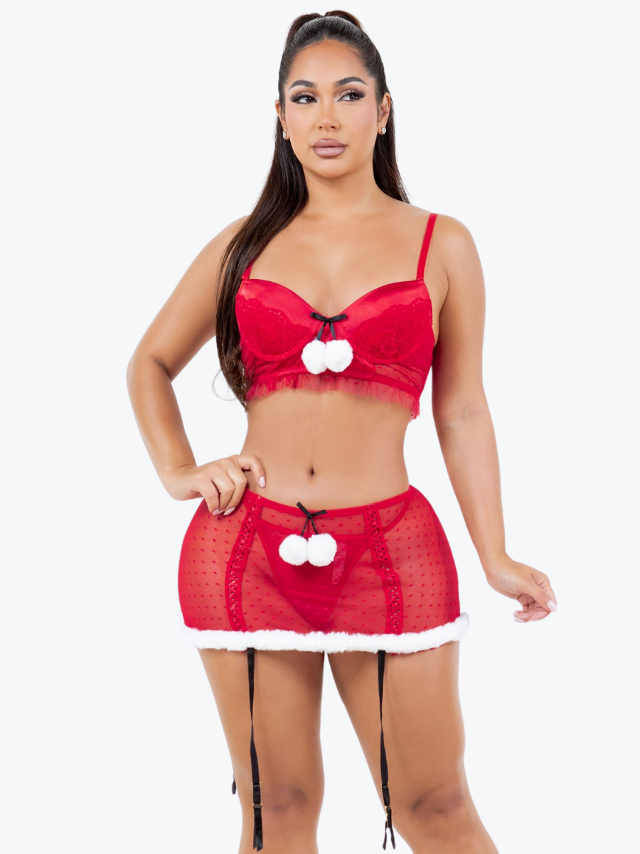 Vixen Santa Underwire Bra & Skirtini Set