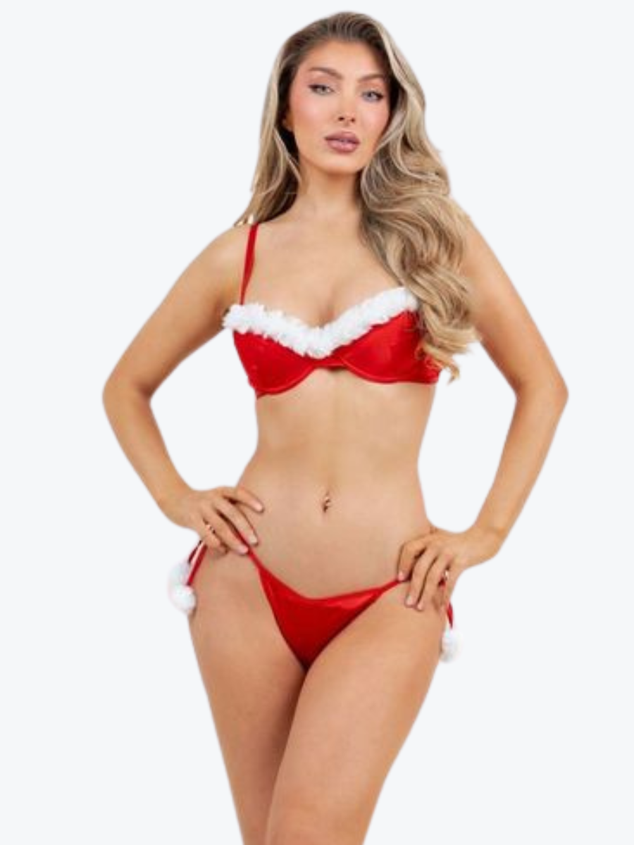 Santa Satin Underwire Bra Set