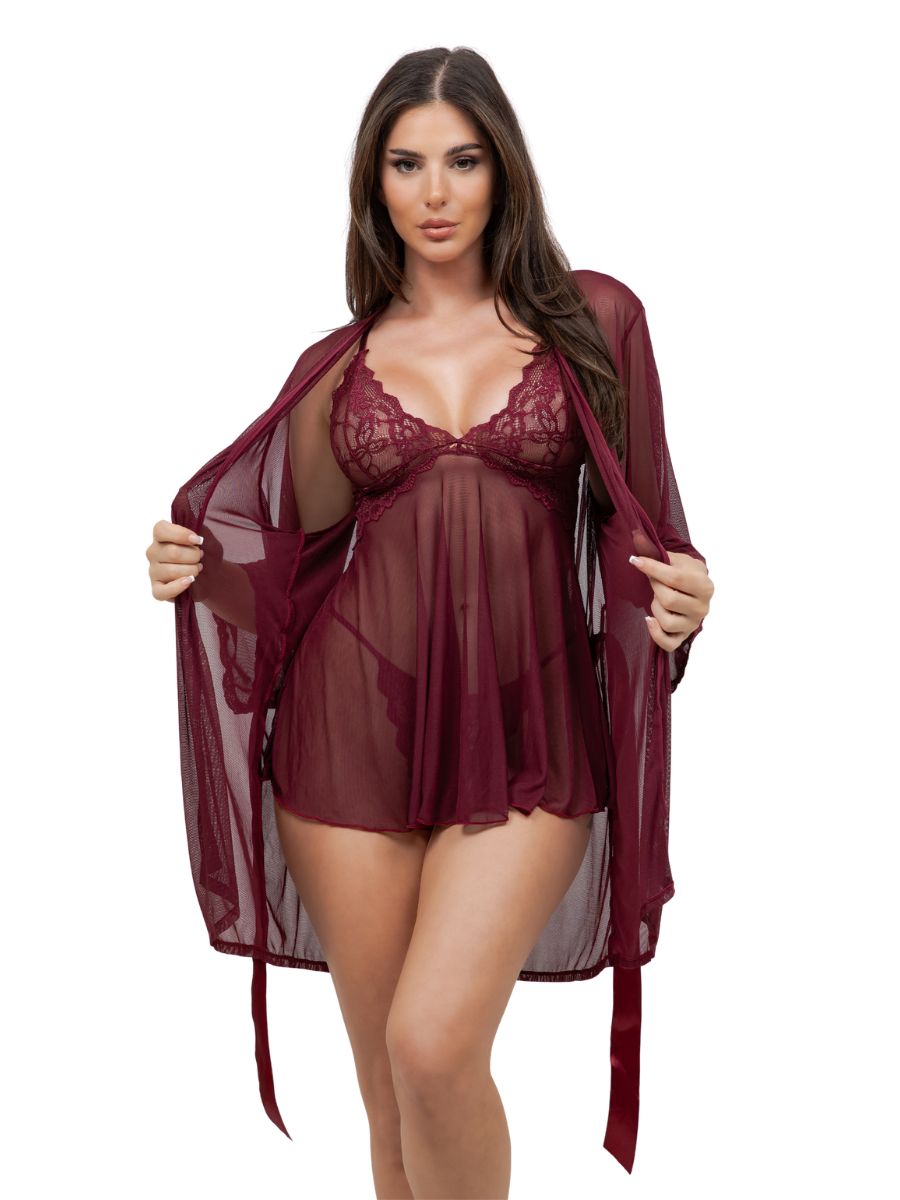 Dominique Sheer Robe & Babydoll Set