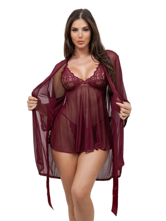 Dominique Sheer Robe & Babydoll Set