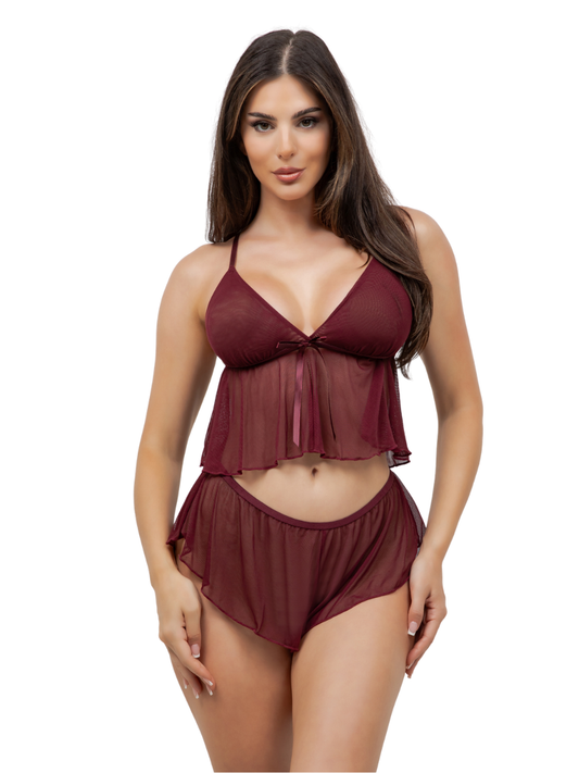 Nika Cropped Mesh Cami Set