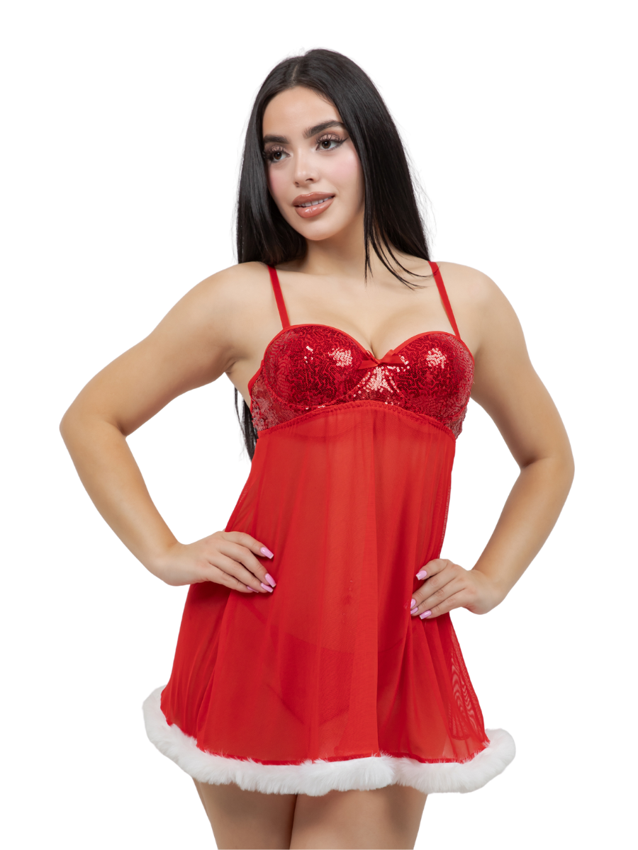 Santa Sequined Underwire Babydoll