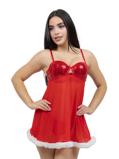 Santa Sequined Underwire Babydoll