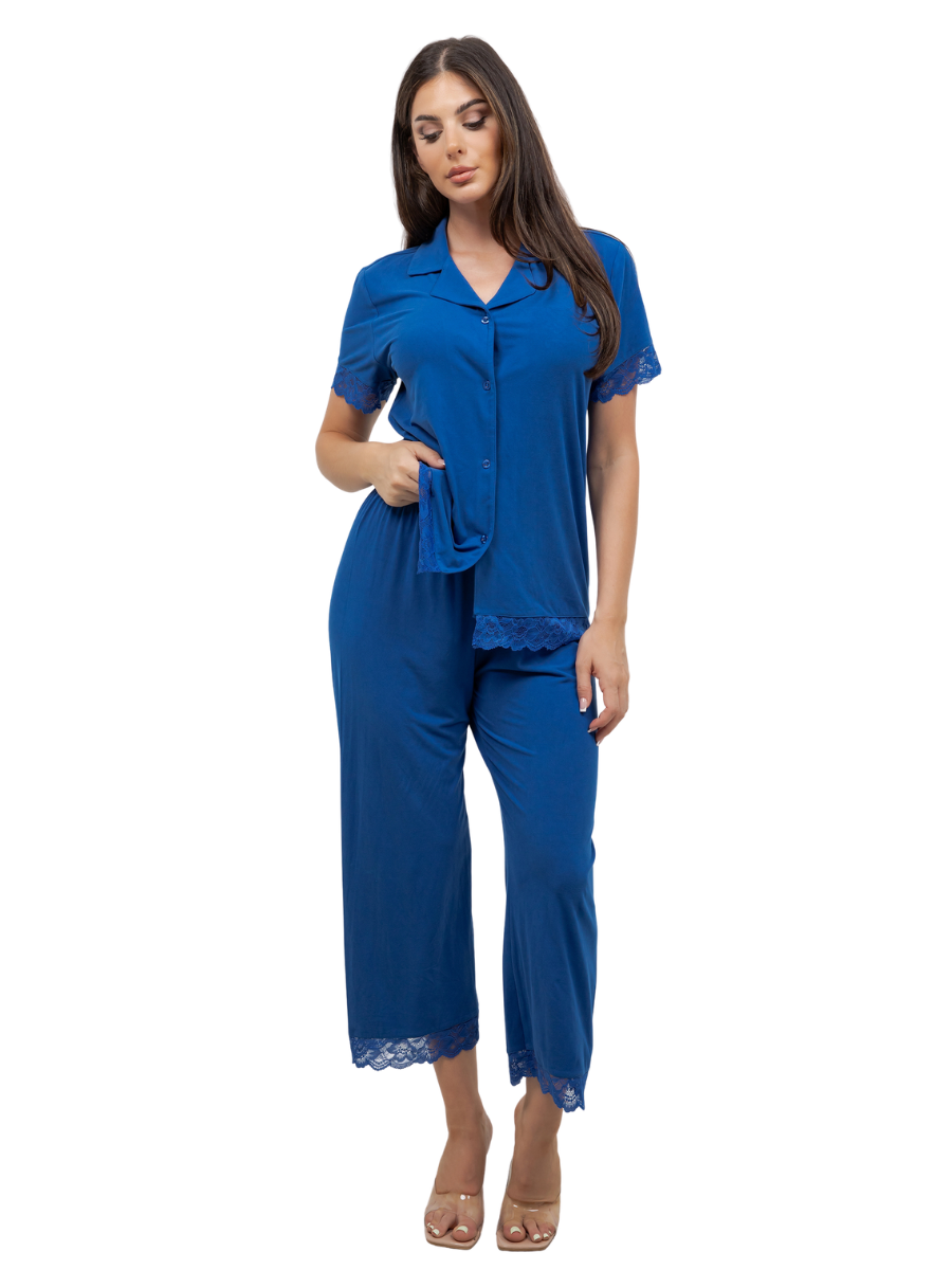 Plus Size Amber Lace Trimmed PJ Set