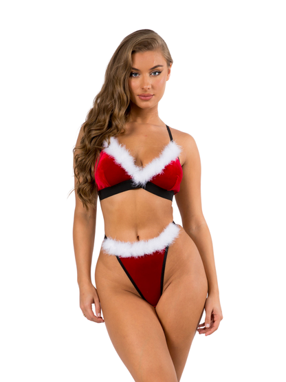 Plus Size Santa Sweetheart Bra Set