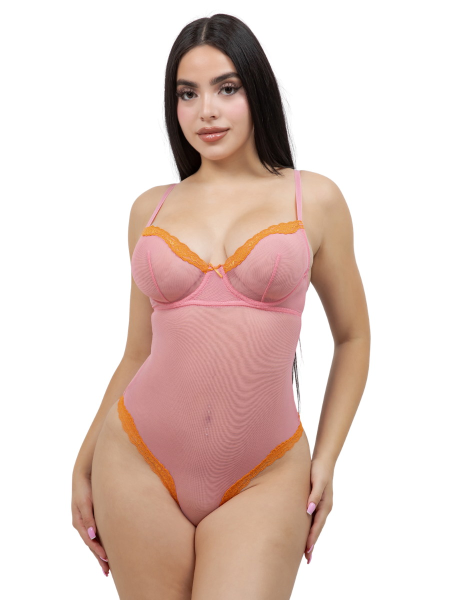 Trina Unlined Mesh Lace Teddy