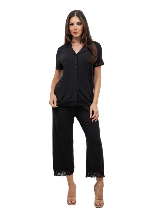 Plus Size Amber Lace Trimmed PJ Set