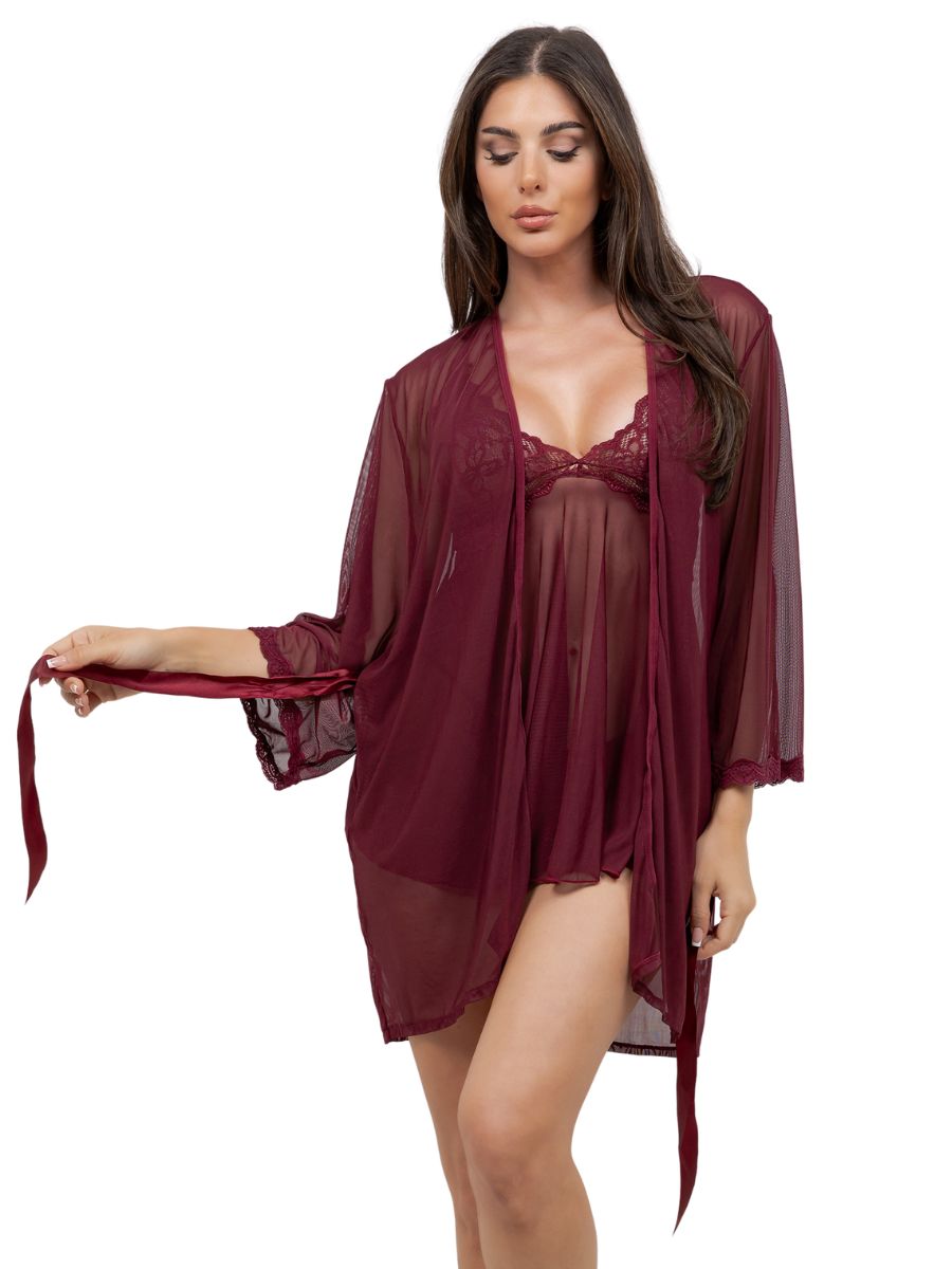 Dominique Sheer Robe & Babydoll Set