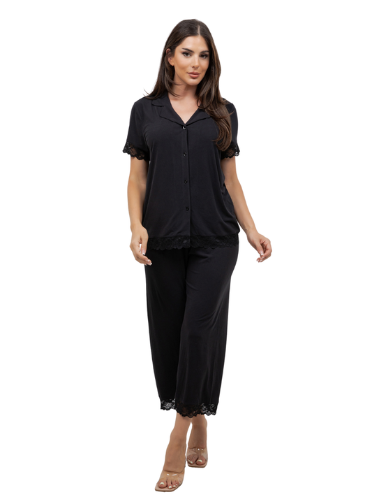 Plus Size Amber Lace Trimmed PJ Set