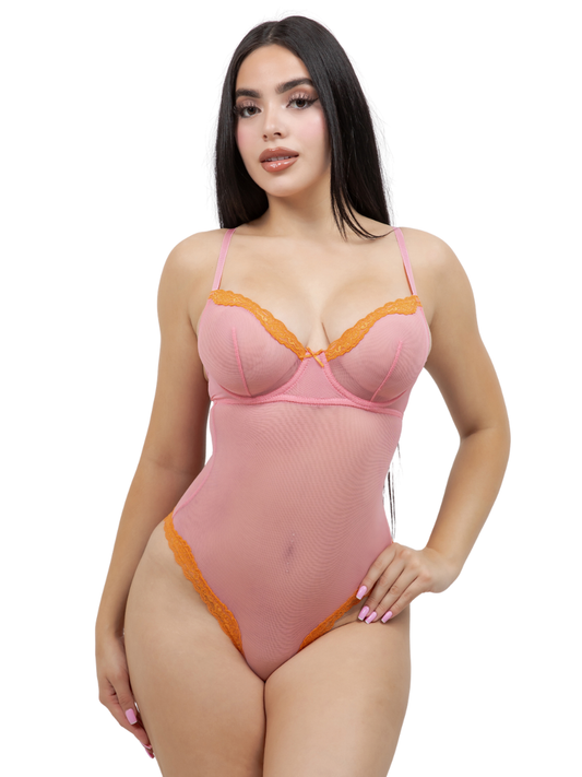 Trina Unlined Mesh Lace Teddy