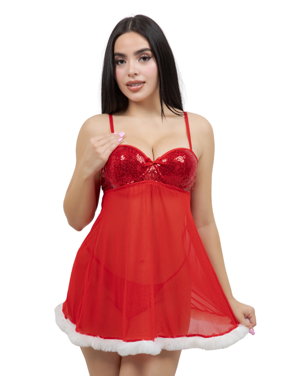 Santa Sequined Underwire Babydoll