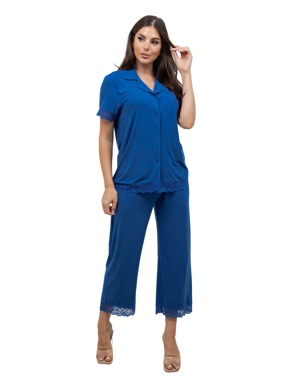 Plus Size Amber Lace Trimmed PJ Set