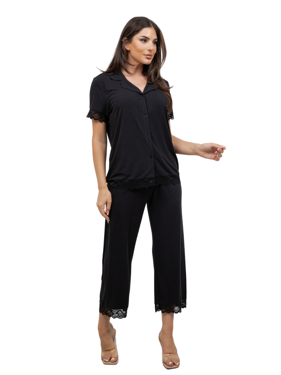 Plus Size Amber Lace Trimmed PJ Set