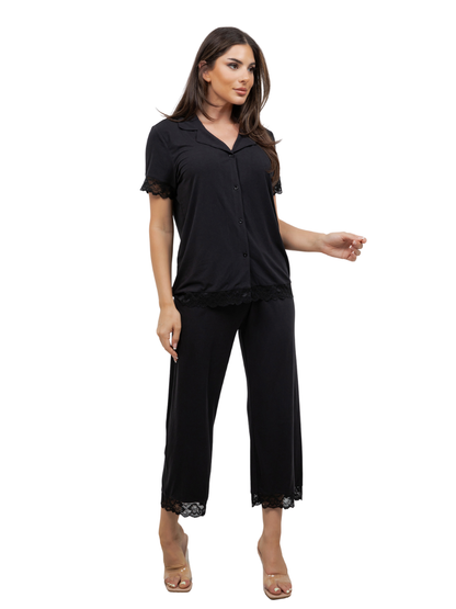 Plus Size Amber Lace Trimmed PJ Set