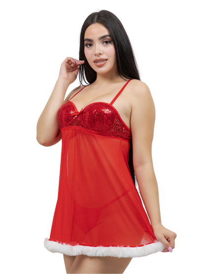 Santa Sequined Underwire Babydoll
