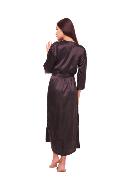 Plus Size Bella Long Satin Dressing Robe