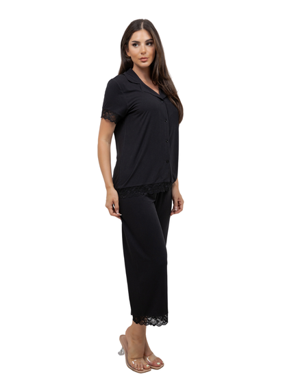 Plus Size Amber Lace Trimmed PJ Set