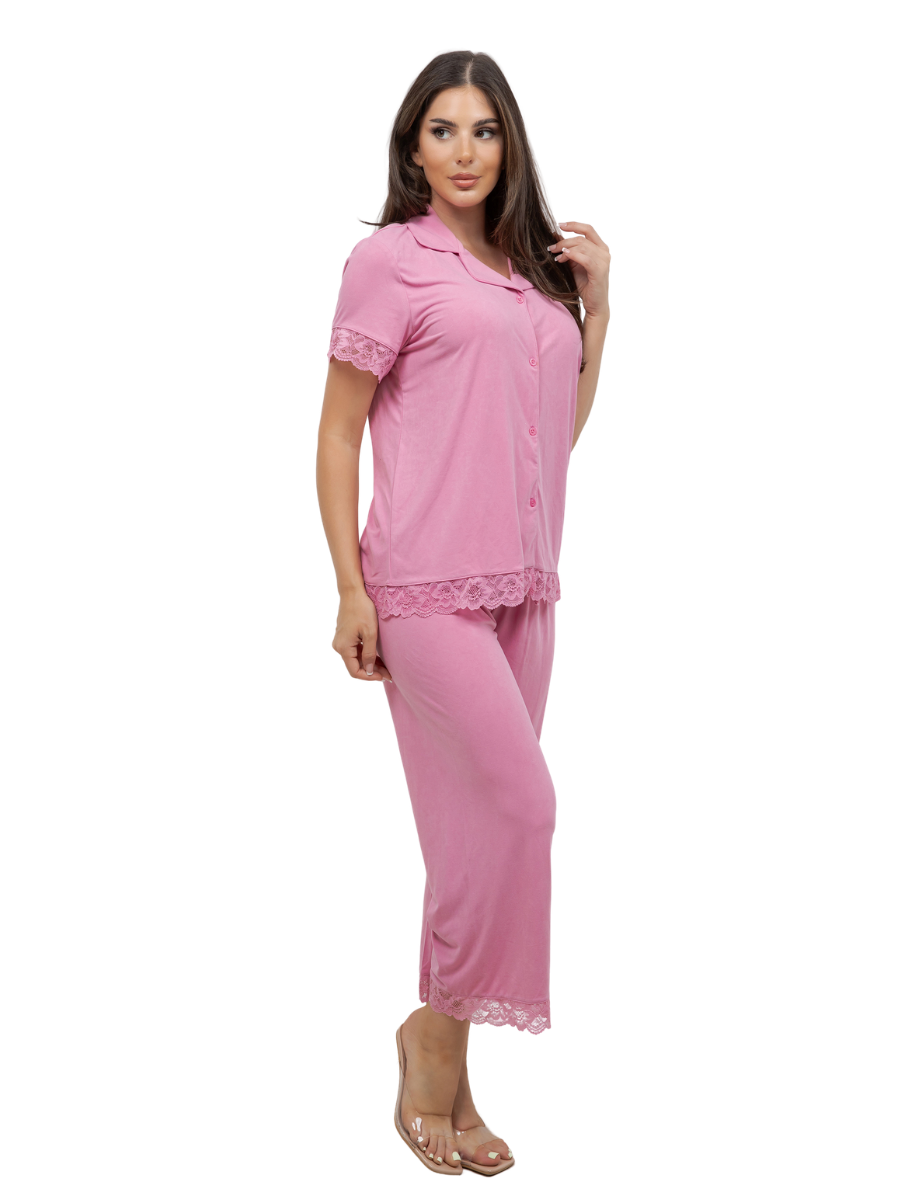 Plus Size Amber Lace Trimmed PJ Set